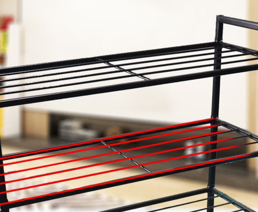 Black Metal 5 Tier Shoes Rack.
